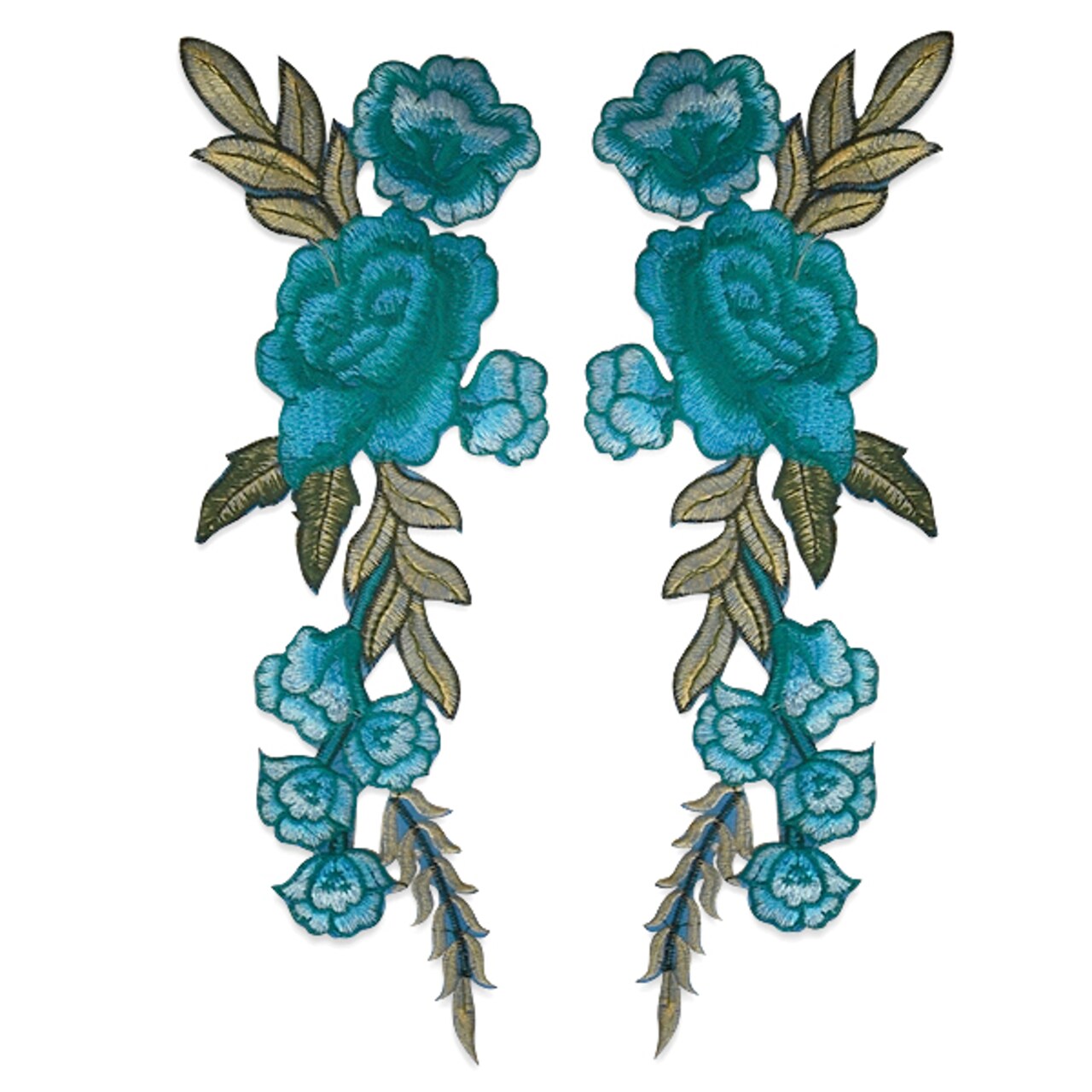 Xyla Bright Iron On Embroidered Flower Pair Applique/Patch Patch